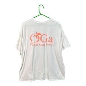 GA Peach State Pride Women's‎ T-Shirt Graphic Logo Hanes Tee White Peach 2XL